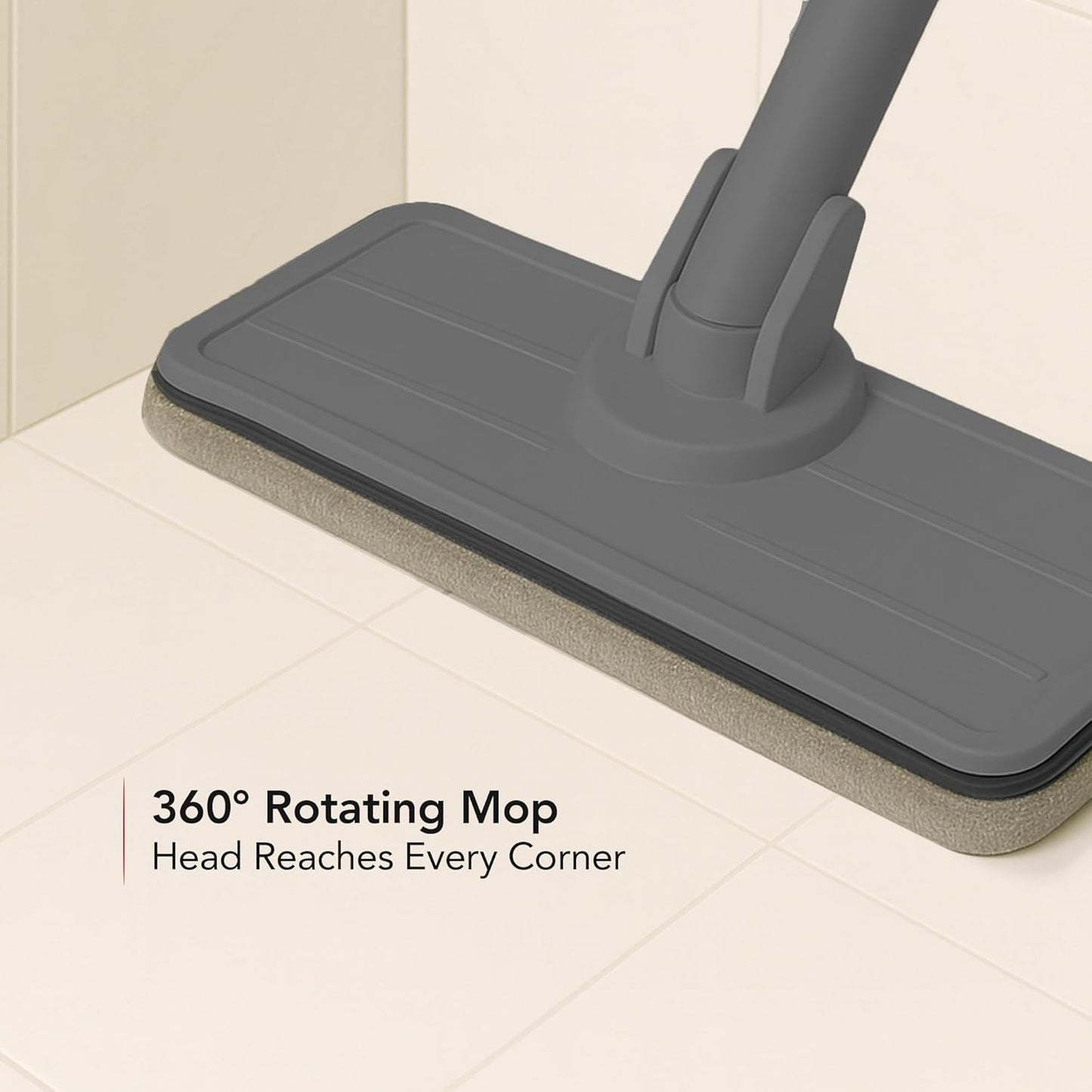 OVENTE Mop and Bucket with Wringer Set, Hands-Free Self-Cleaning Flat Floor Mop with Washable Microfiber Pad, Home Cleaner for Smooth Wall, Hardwood, Tile, Laminate and Glass Windows, Beige MBP32BGG