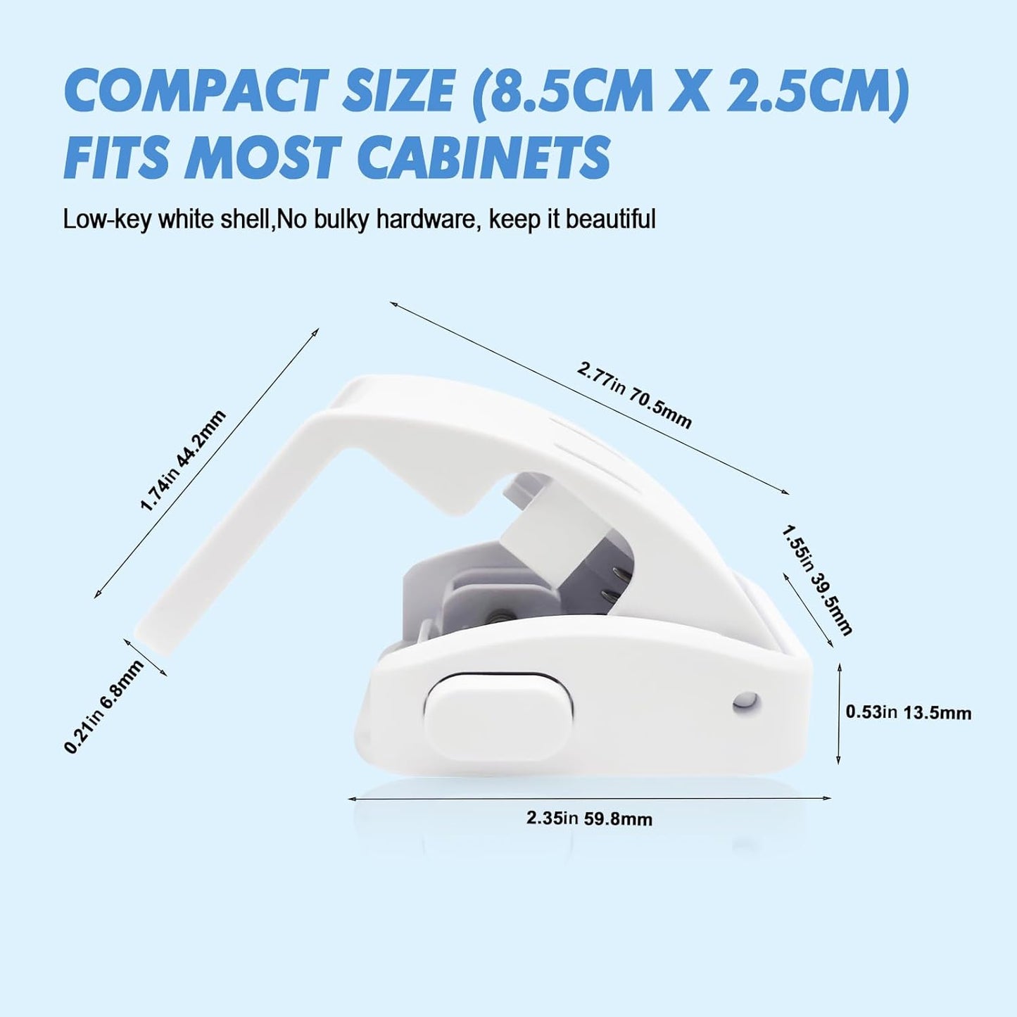 Baby Proof Drawer Locks 4 Pack White, Child Safety Cabinet Latches for Corners, No Drill Adhesive Furniture Lock for Kitchen Drawer Dresser Nightstand Toddler Security ﻿