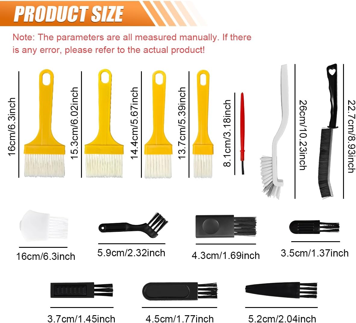 26PCS Crevice Cleaning Brush Set, Hard Bristle Tools for Tile Grout, Window Tracks, Bathroom/Kitchen Deep Cleaning – Versatile Brushes for Tight Gaps, Sinks, Toilets & Narrow Spaces