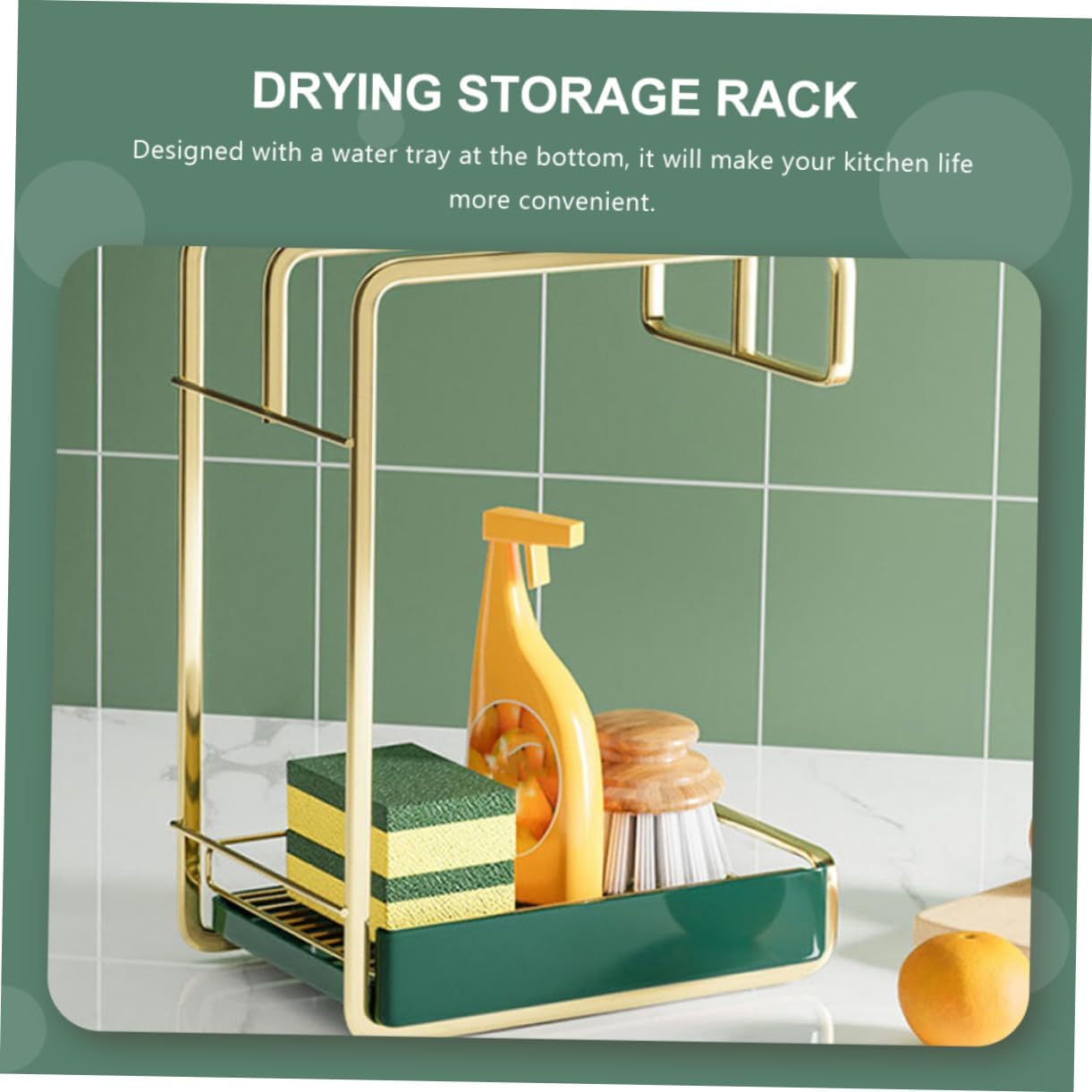 ABOOFAN Wall Hanging Drain Rack Kitchen Storage Drying Rack Practical Iron Sponge Duster Holder Space Saving Wall Mount Organizer for Cleaning Tools Finish