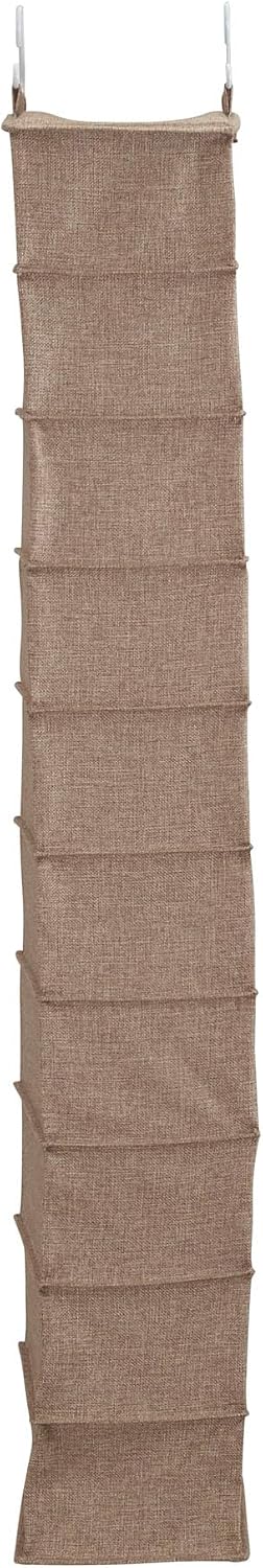 Household Essentials 311322 Hanging Shoe Storage Organizer for Closets |10 Pocket Shelves | Natural Canvas