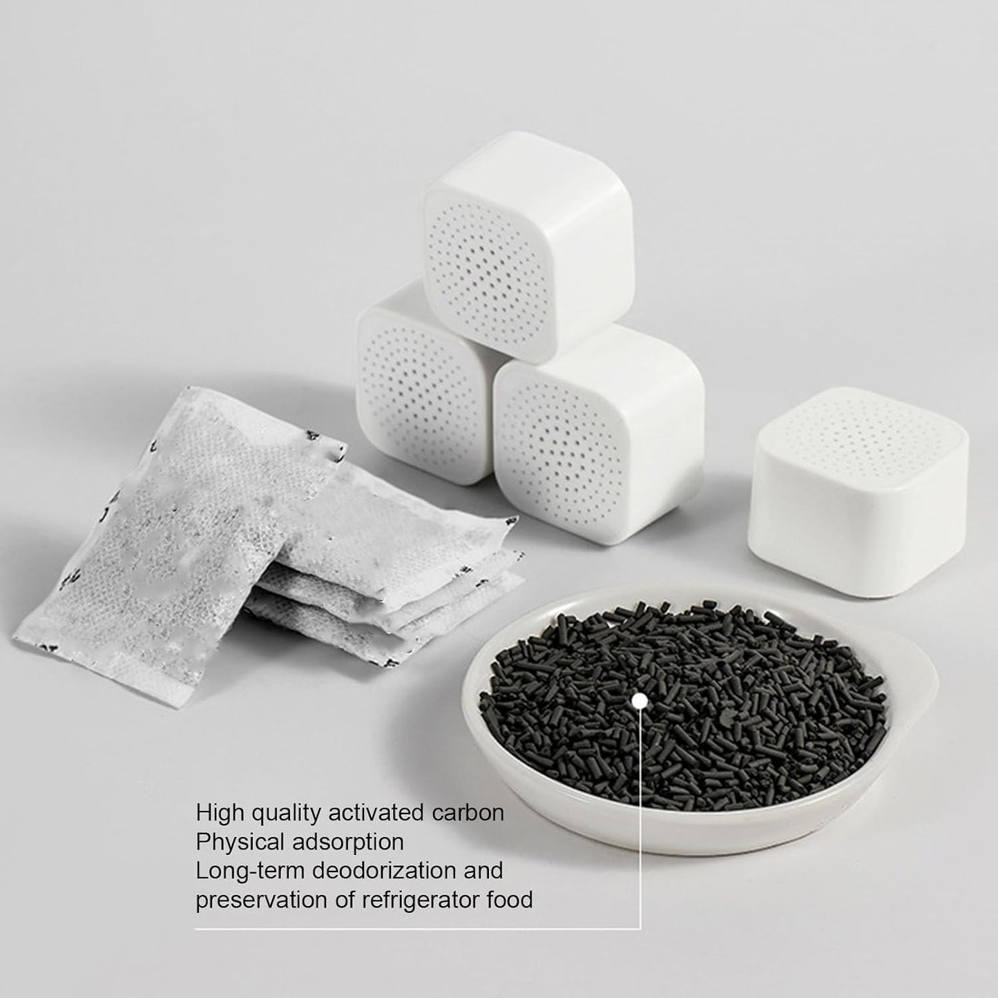 Activated Charcoal Fridge Deodorizer 12pcs Refrigerator Deodorizer Adhesive Activated Carbon Kitchen Cabinet Pantry Fridge Freezer Odor Eliminator Absorber Box 12pcs