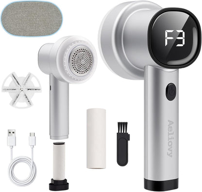Fabric Shaver, 3 in 1 Lint Remover with Hair Remover Brush & Lint Rollers, Digital Led Display, 3 Speeds with Replaceable Blades, Remove Pilling for Clothes, Furniture, Sweater, Couch, Blanket, Pet