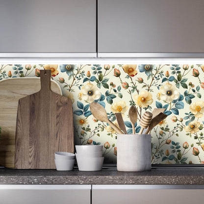 Floral Peel and Stick Wallpaper, 17.71" x 118.1" - Removable, Waterproof, Decorative Vinyl Wallpaper for Bedroom, Living Room