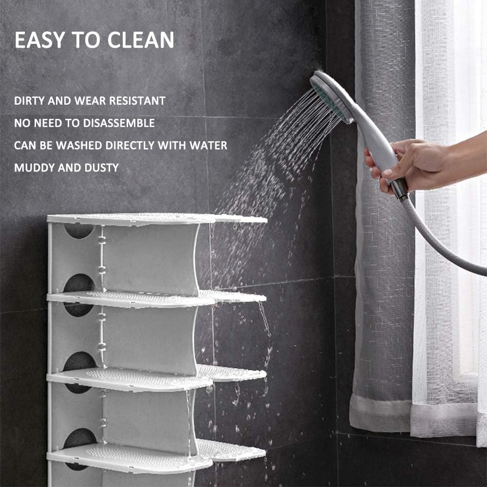 6-Tier Narrow Shoe Rack for Small Entryways, Space-Saving Adjustable Stackable Shelves, Free Standing Shoe Organizer for Closet, Corner, Doorway, Grey