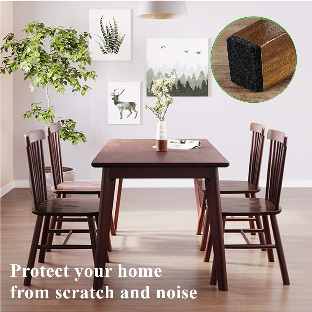 Square Felt Pads for Chair Legs, Square Felt Furniture Pads 1 inch 48 Pieces Pack Brown, Furniture Pads for Hardwood Floor 5mm Thick
