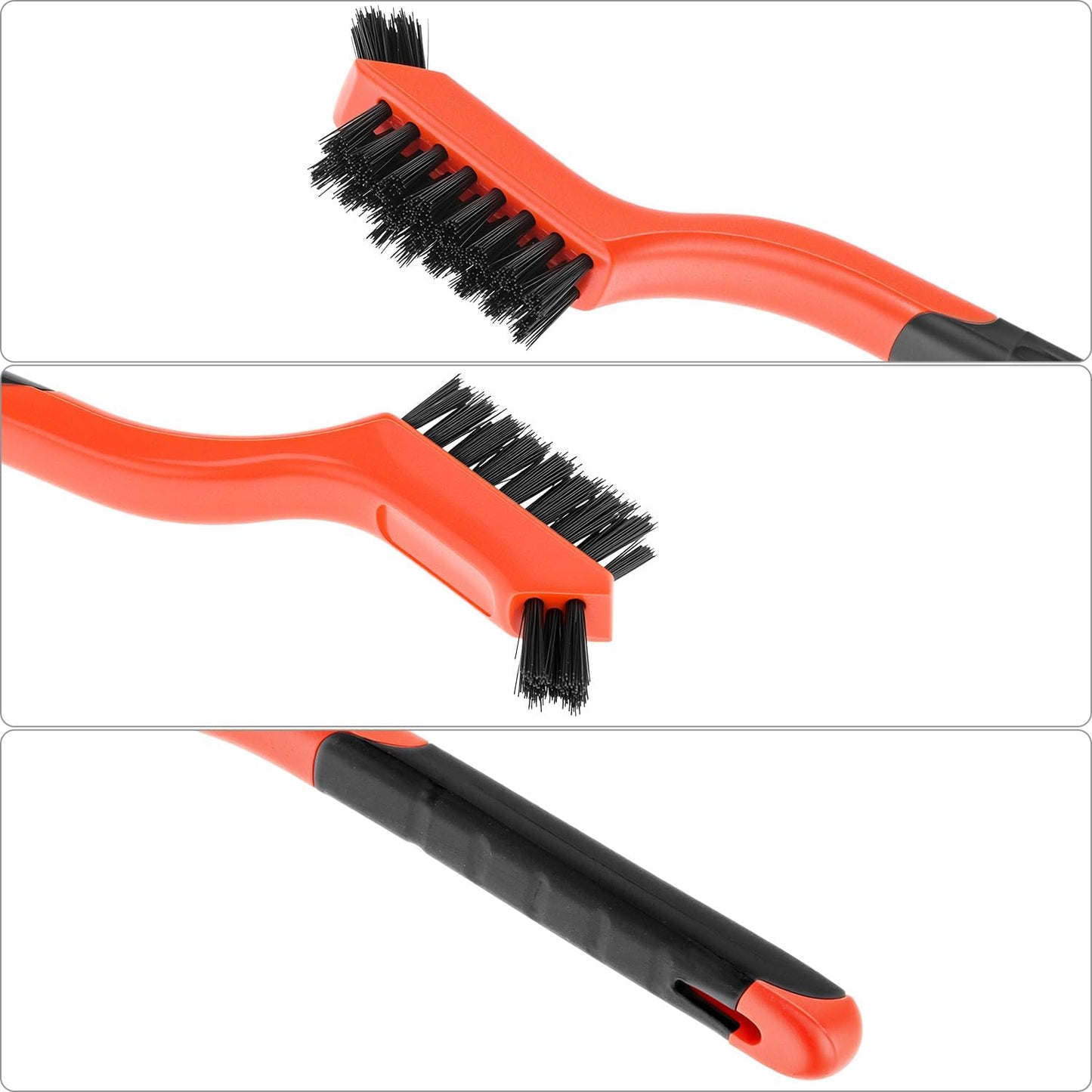 QWORK Nylon Cleaning Brushes, 6 Pack Non Scratch Bristles Dual Head Crevice Tool for Kitchen Bathroom and Cookware