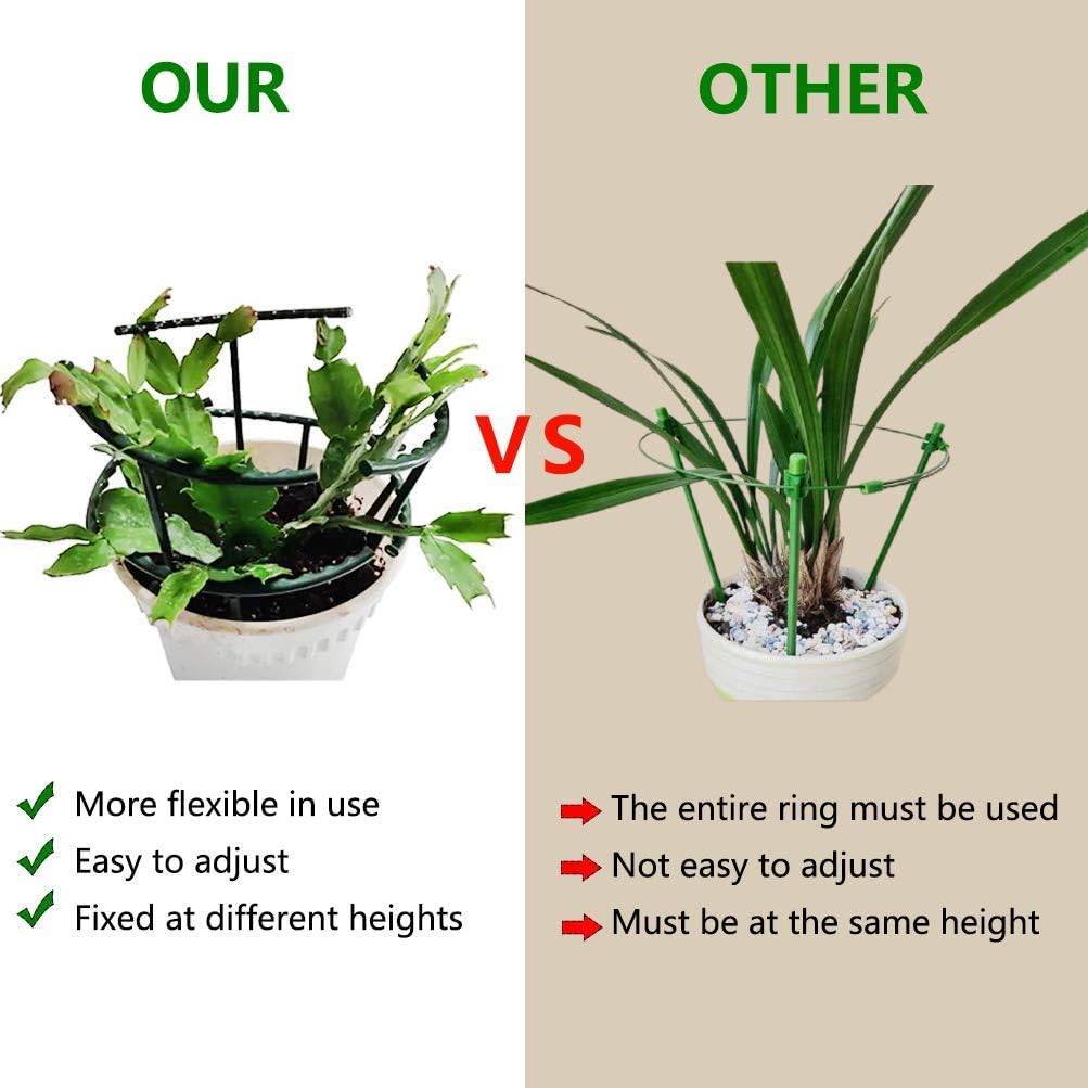 Belit 8 Pack Small Plant Support Plant Stakes, Garden Flowers Green Plant Support Ring, Planter Support Ring for Schlumbergera, Clivia, Vegetables, 5.5" Wide x 9.8" High