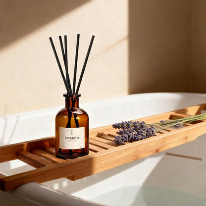 Reed Diffuser Set, 8.12 fl.oz Citrus Scent Oil Diffuser with Sticks, Long-Lasting Home Fragrance Reed Diffuser for Bathroom Shelf Decor, Air Freshener Room Diffuser, 2 Pack