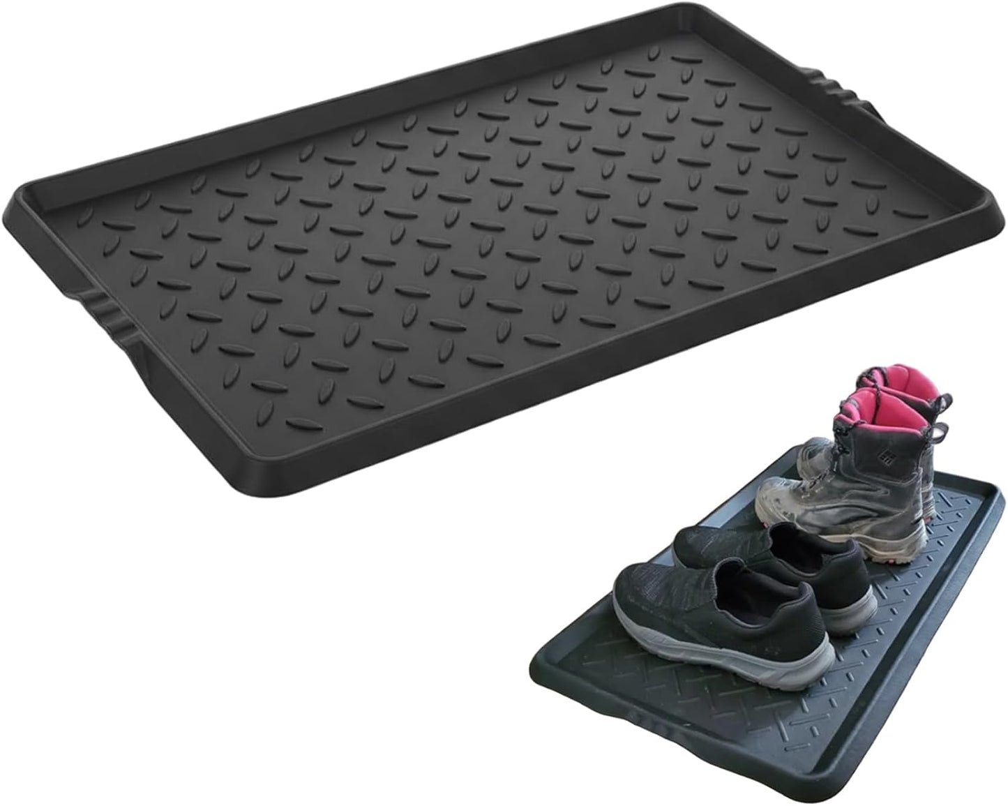 Rubber Shoe Mat Heavy Duty Foldable Boot Mat Tray with Lip Waterproof Non Slip Boot Trays for Entryway Indoor Outdoor 27.5x15.9 inch