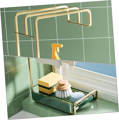 ABOOFAN Wall Hanging Drain Rack Kitchen Storage Drying Rack Practical Iron Sponge Duster Holder Space Saving Wall Mount Organizer for Cleaning Tools Finish