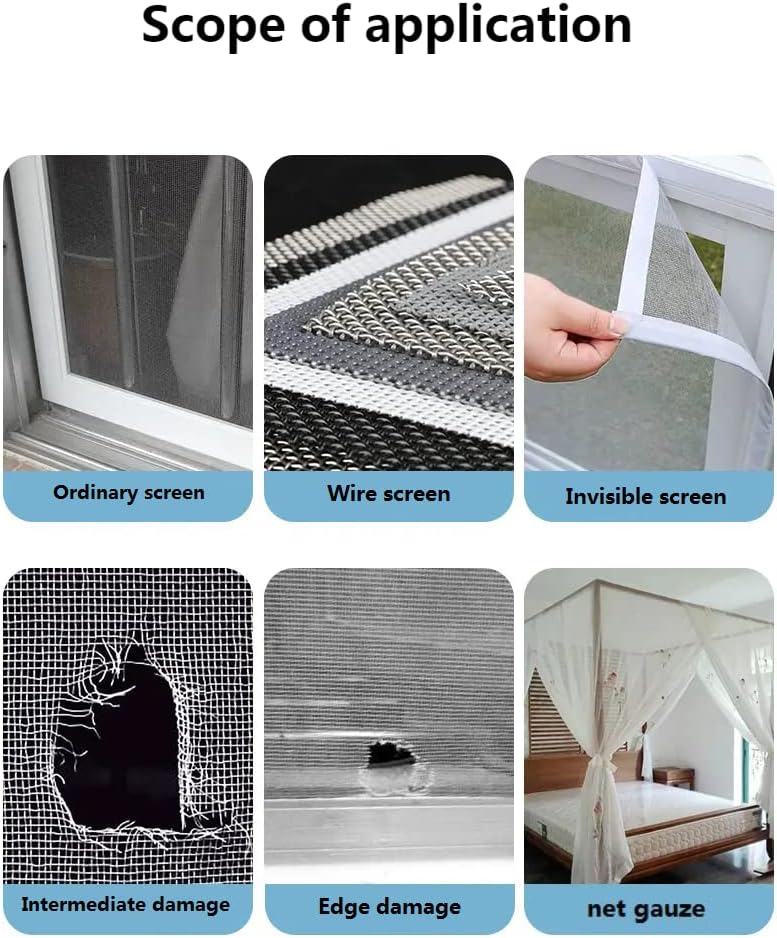 FLYZZZ Window Screen Repair Patches, Screen Door Repair Kit，Window Screen Repair Tapes, Self-Adhesive Screen Kit Suitable for Repairing Holes&Tears (50Pcs)