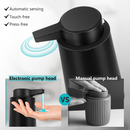 Automatic Soap Dispenser Foaming Touchless: 9oz Plastic Black Modern Rechargeable Electric Auto Foam Soap Dispenser - Bathroom Kitchen Hand Dish Lotion