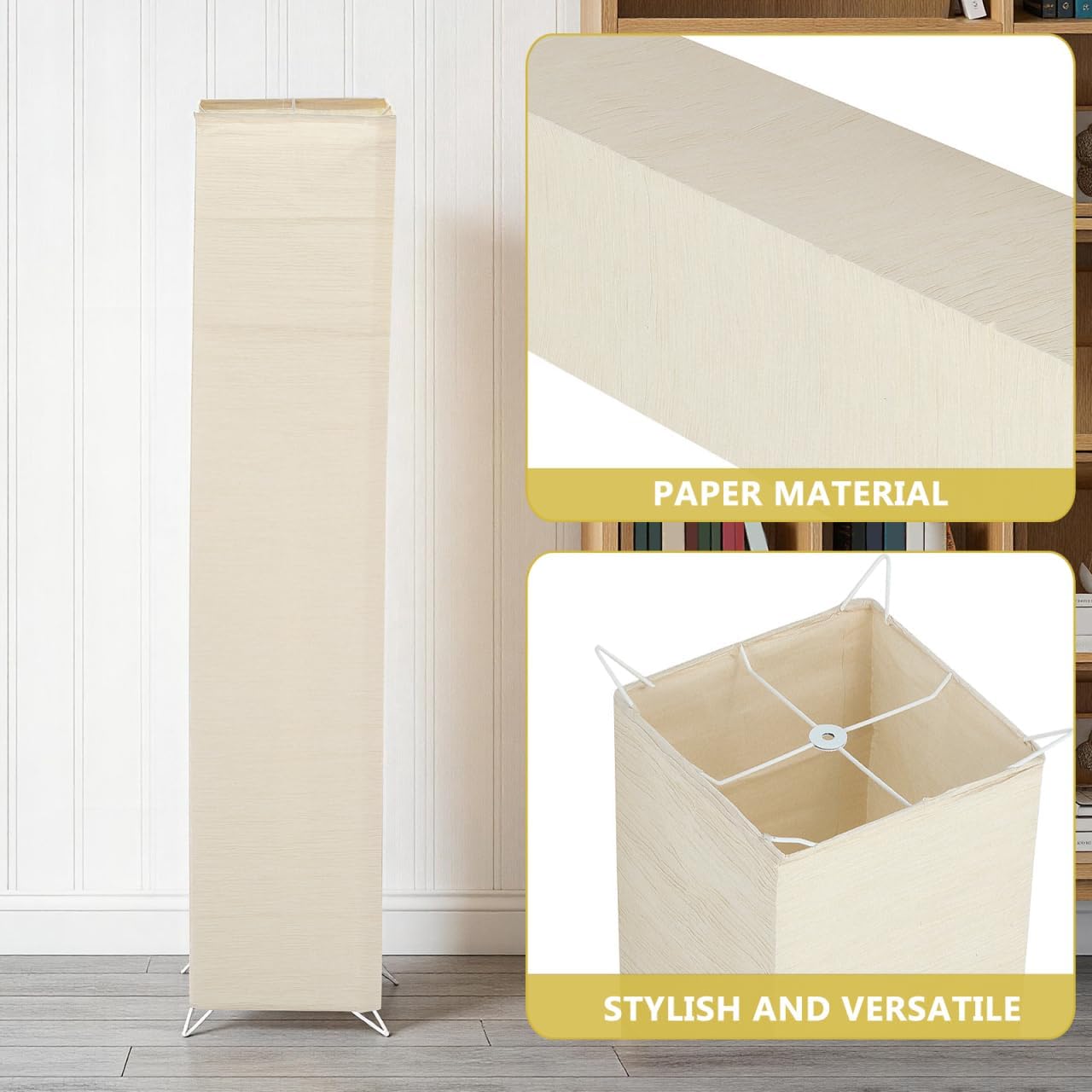 Hemobllo 49" Japanese Rice Paper Floor Lamp Shade Replacement, Tall Minimalist Standing Light Cover, Collapsible Column Paper Lampshade for Zen Living Room & Bedroom Decor, Light Yellow (Shade Only)
