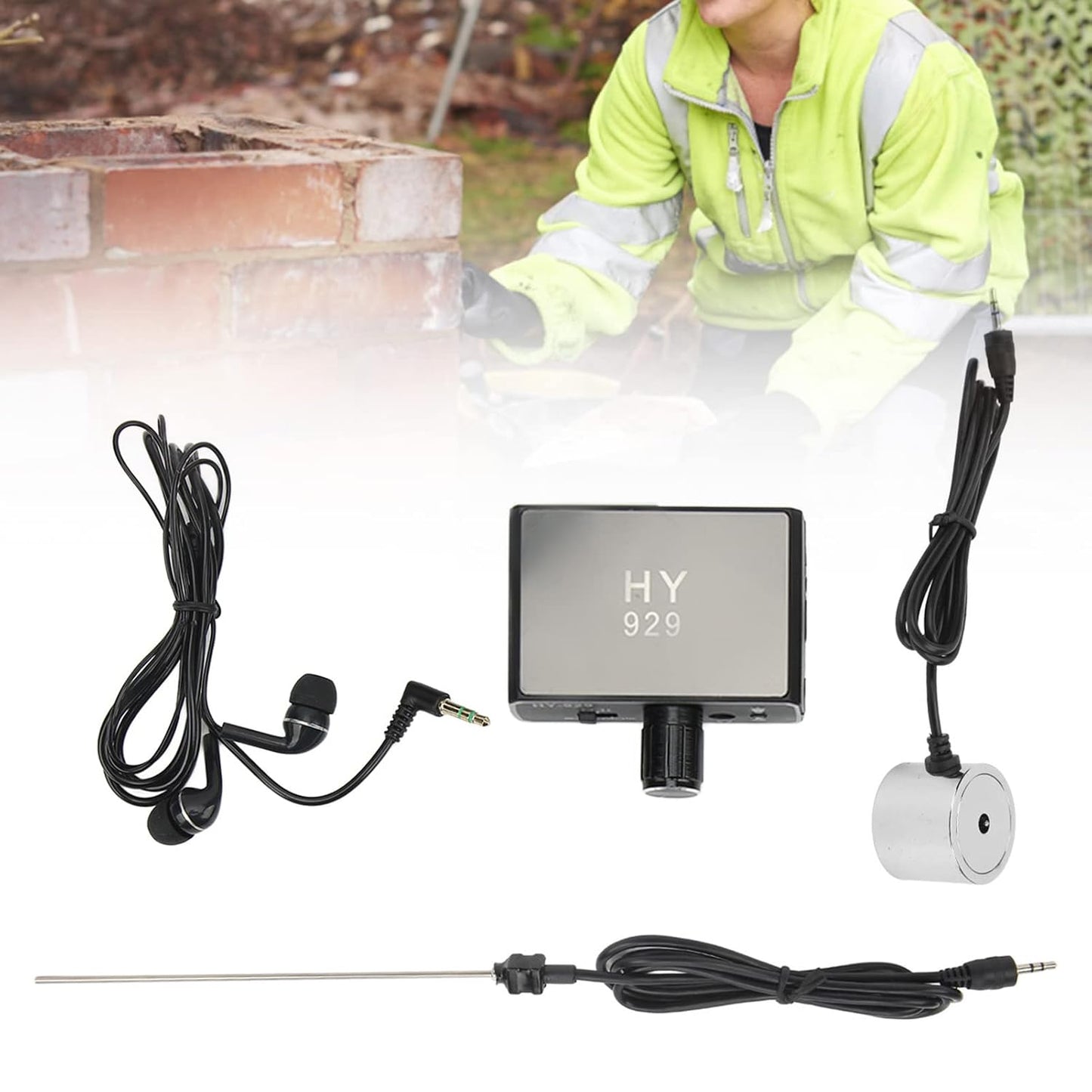 Water Leakage Detection, Underground Water Pipe Leak Detector Monitor with Dual Probe and Headphone Sound Adjustable Intensifier for Construction Site Pipeline Detection (US Plug)