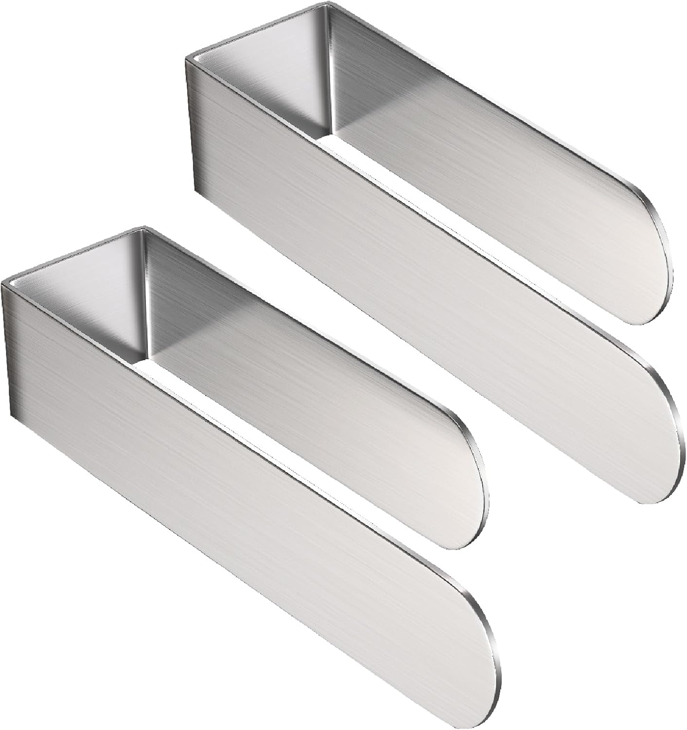 HUFEEOH 2 Pack Adhesive Hand Towel Holder, Kitchen Towel Rack Towel Bars Wall Mounted, Stainless Steel Bath Towel Hanger for Bathroom Hotel Kitchen (White, 8 Inch(2PC))