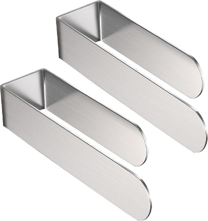 HUFEEOH 2 Pack Adhesive Hand Towel Holder, Kitchen Towel Rack Towel Bars Wall Mounted, Stainless Steel Bath Towel Hanger for Bathroom Hotel Kitchen (White, 8 Inch(2PC))