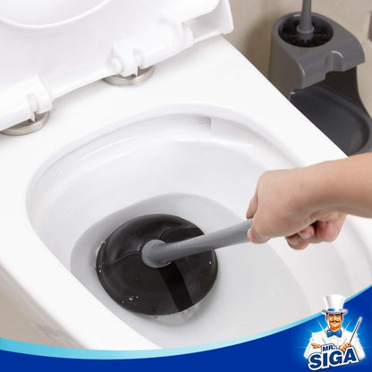 MR.SIGA Toilet Plunger and Bowl Brush Combo for Bathroom Cleaning, Black, 2 Sets