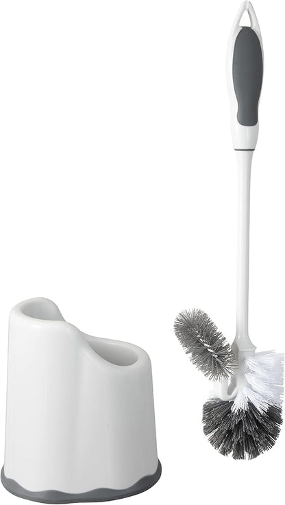 Superio Toilet Bowl Brush and Holder with Under Rim Cleaner for Bathroom, Toilet Brush and Caddy with Non Scratch Bristles and Under Rim Lip Brush
