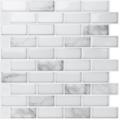 Art3d 10-Sheet Kitchen Backsplash Tiles Peel and Stick, Self Adhesive Wall Tile Sticker for Kitchen Island Bathroom Laundry Room RV Renter 12" x 12" - Jade Green