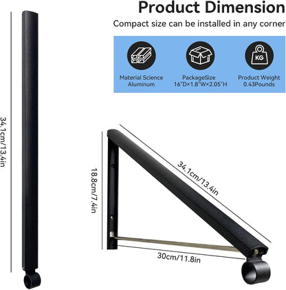 Drying Rack Wall Mount, Retractable Laundry Hanging Rack Wall Mount, Folding Wall Mounted Clothes Hanger for Laundry Room Organization and Storage, Aluminium Black Dryer Rack 1pcs