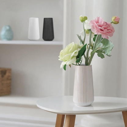 White Ceramic Vase, GUKJOB Small Cute Flower Vase for Pampas Grass, Home, Living Room, Dining Table, Farmhouse, Office Decor, Bedroom, Table, and Kitchen Shelf (White- 2PCS)