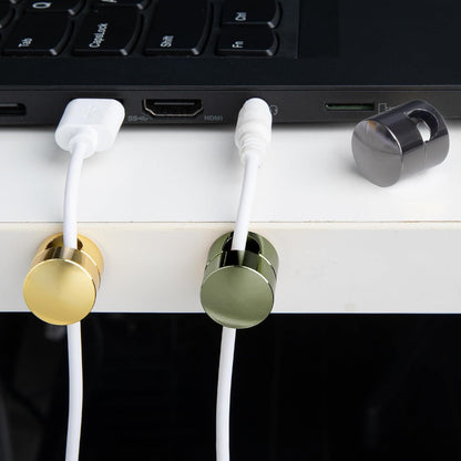 3pcs Cable Anchors for Desk, Adhesive Metal Cord Organizers, Adjustable 2-in-1 Cord Clips Charger Cable Management for Nightstand Office Home Desktop Wall- Gold & Copper & Black
