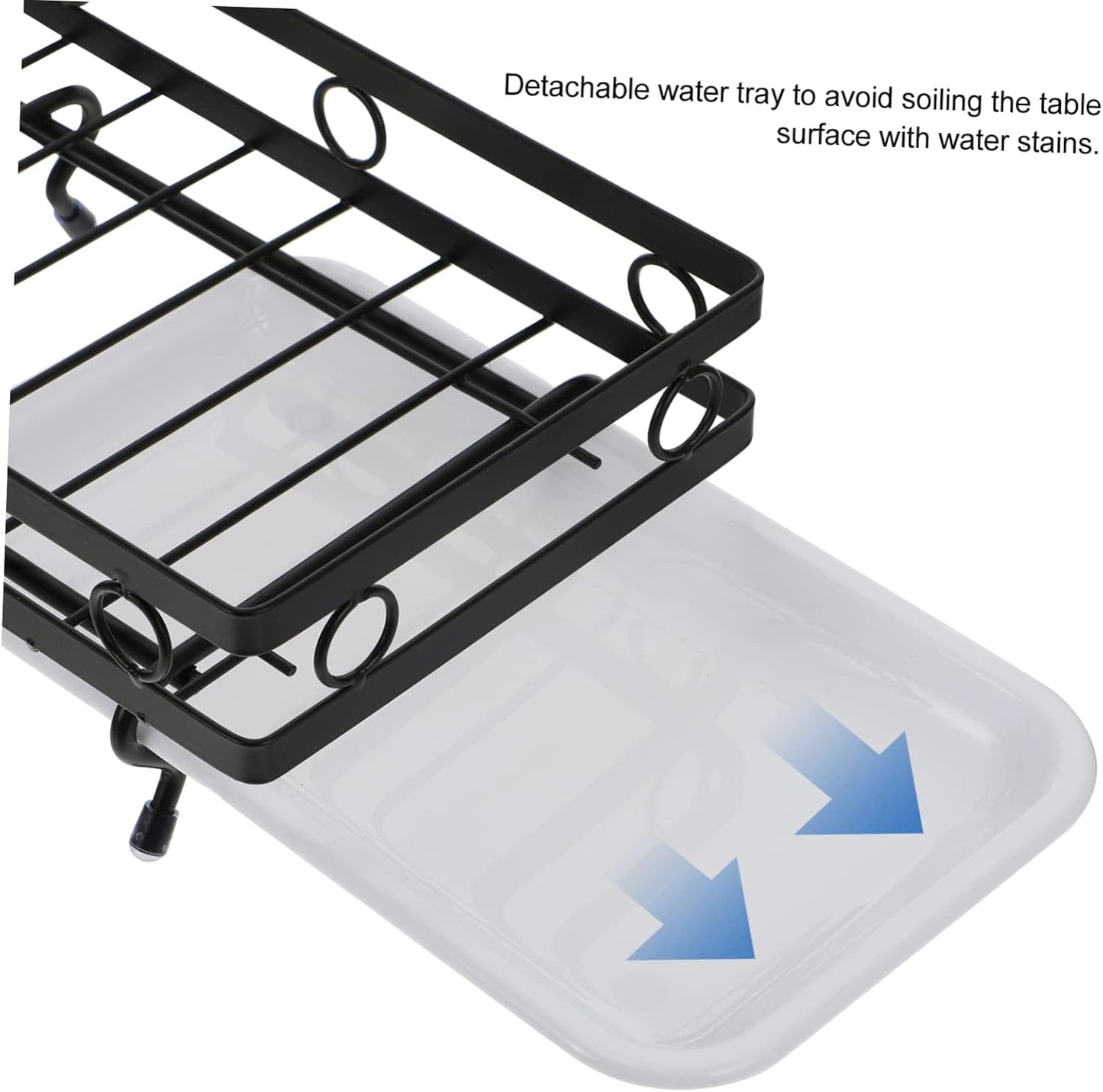 Amosfun Kitchen Storage Rack Drainage Holder Black 3-Rod Wall-Mounted and Desktop Sponge Rag Shelf for Dishcloths and Cleaning Supplies