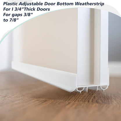Lineshading 2 Sets Door Sweep Plastic PVC 1 3/4" x 36" Slide on Bottom Exterior Door Seal Strip for Weather Stripping Draft Stopper (Black)