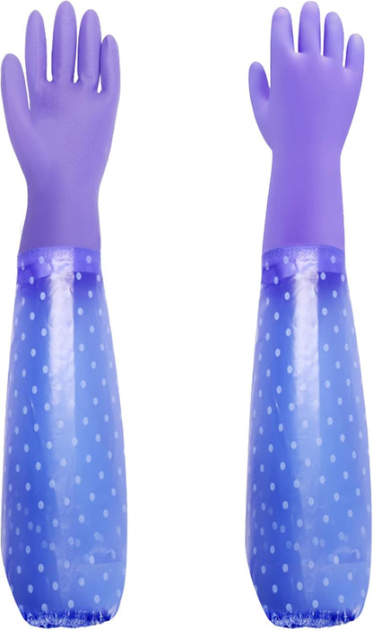 XANGNIER Long Gloves for Cleaning Bathroom,Waterproof Chemical Resistant Gloves Elbow Length,Pvc Full Arm Men & Women Reusable Glove for Gardening,Aquarium,Kitchen,Dishwashing,Household Cleaning,2pair