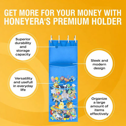 Honeyera The Original Stuffed Animal Storage (Patented) - Over Door Organizer for Stuffies, Baby Ideas Holder, Toy Plush Hammock Hanging Net Big Girls Toddler Large Bag Animals Stuffy Behind