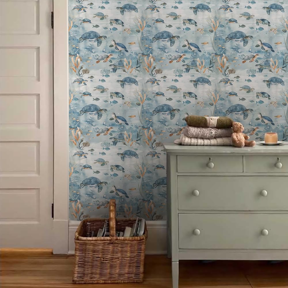 MuralPeel Dark Blue/Yellow Leaf Floral Peel and Stick Wallpaper Vintage Easy Peel Off Self Adhesive Removable Stick on Wall Paper for Kitchen Cabinet Renter Friendly