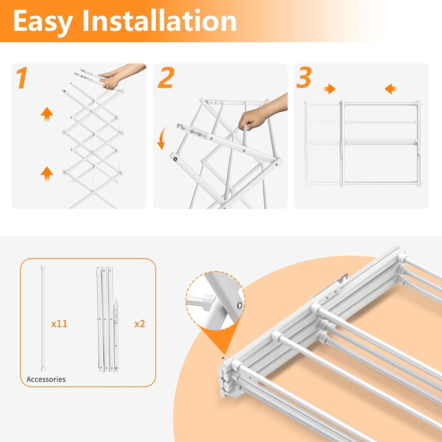 Clothes Drying Rack Household Indoor, Foldable Drying Rack Clothing for Laundry - 40" x 28.8" x 14.2", Space Saving Indoor, Black-1pack