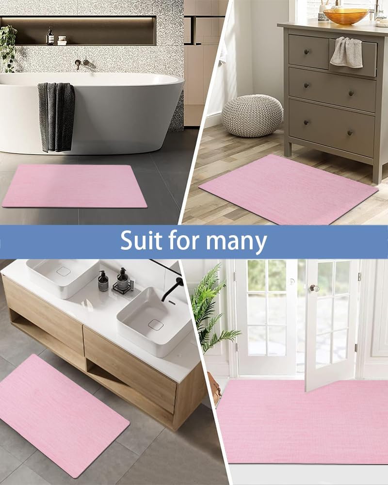 Mecko Bath Mat Rug, Rubber Non-Slip Quick Dry Absorbent Thin Bathroom Rugs Fit Under Door Bathroom Floor Mats-Shower Rug for in Front of Bathtub, Sink, Shower Room(Light Grey,16"x24")