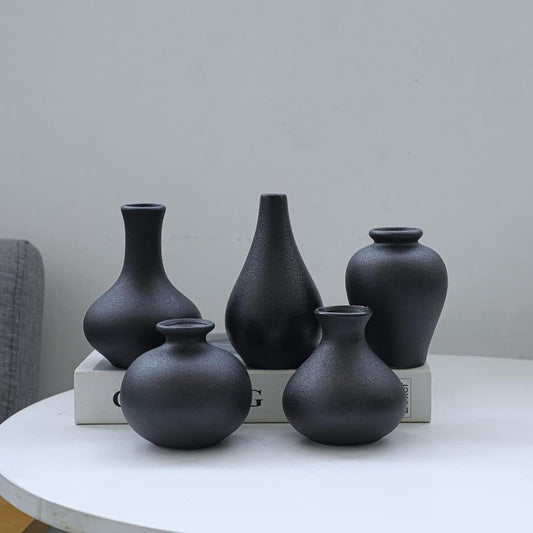 Colorful Ceramic Vase Set of 5,Small Bud Mini Vases, for Flowers, Decorative for Floral Arrangements, Table, Cabinet, Living Room, Entryway