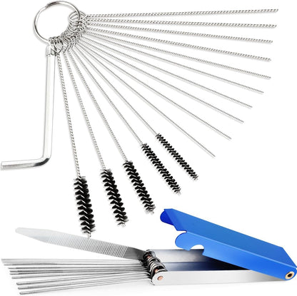 Valchoose Premium Jet Cleaning Brushes, Carb Carburetor Cleaners Made of Heavy Duty Density Nylon and Stainless Steel 13 Cleaning Wires Set + 5 Nylon Brushes + 10 Needles