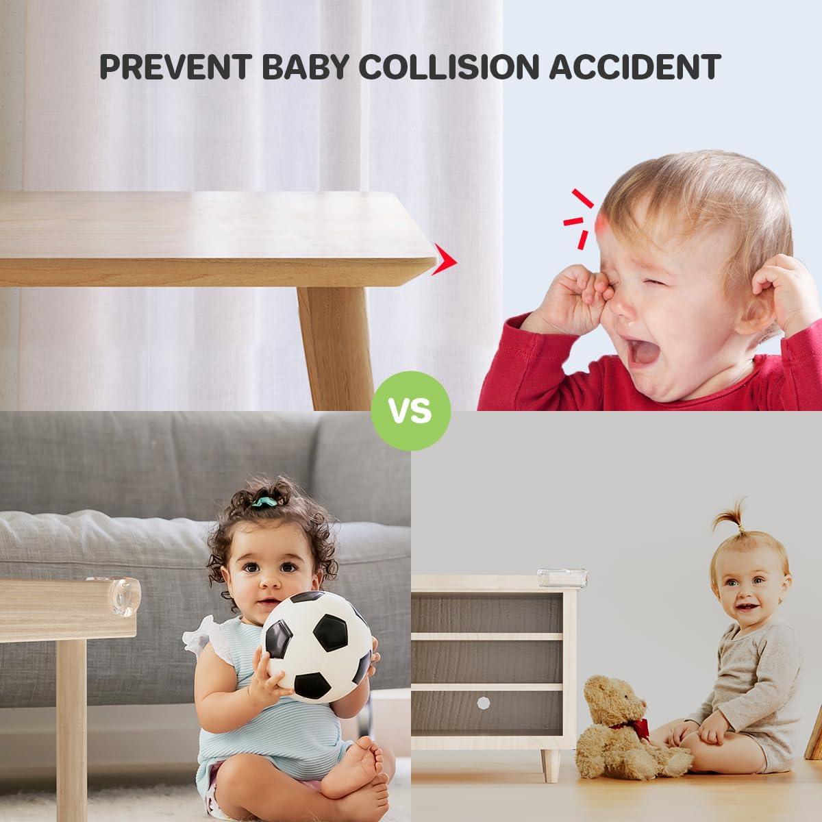 30 Pcs Clear Baby Corner Protectors, L-Shaped & Spherical Baby Proof Guards | Soft PVC Table Corner Covers for Safety on Tables, Cabinets, Shelves, Furniture Edge Guards, Safety Bumpers for Home(14L&16R)