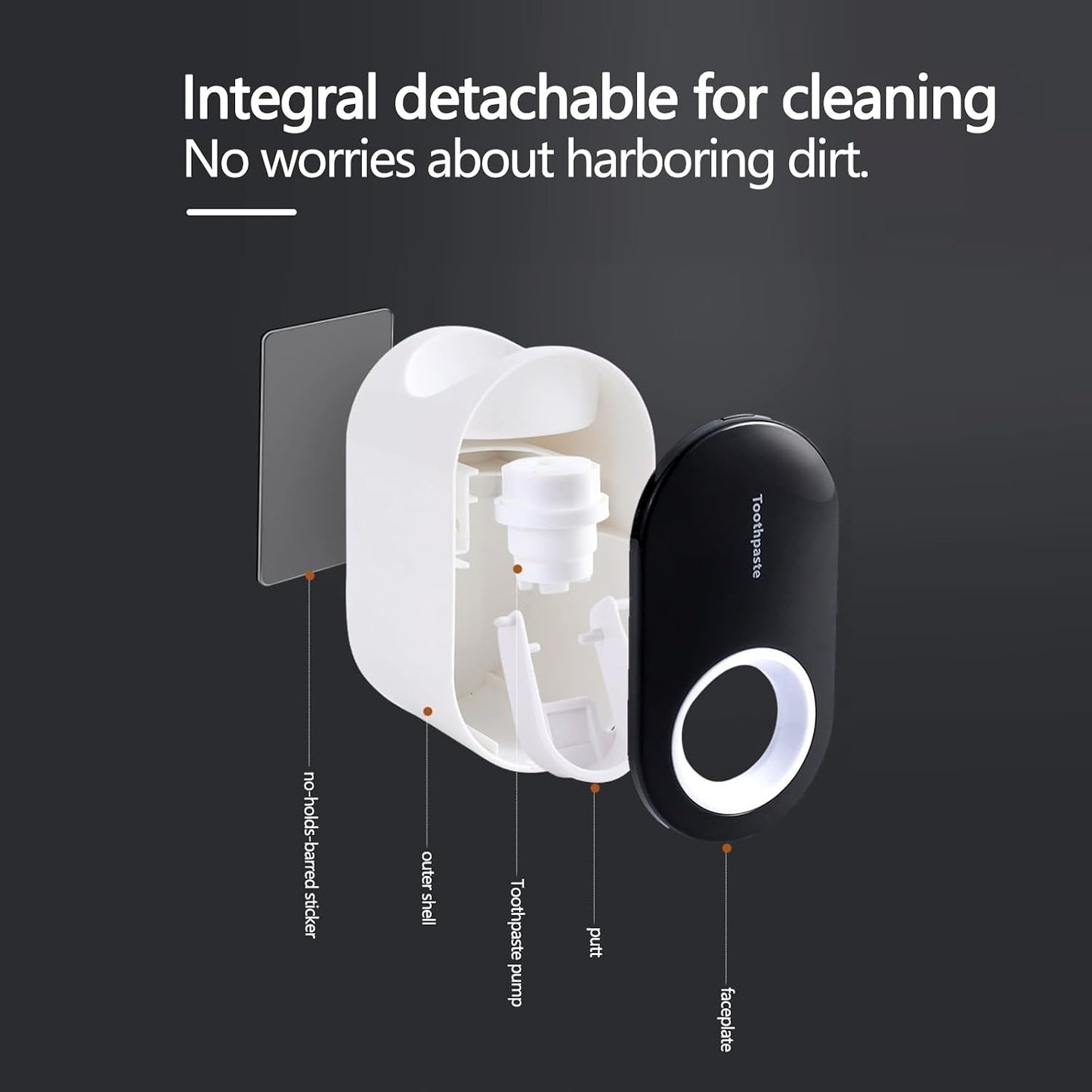 Wall-Mounted Toothbrush Holder with Cover, 2-Slot Organizer, Self-Adhesive Hanger, Automatic Toothpaste Dispenser for Bathroom/Shower