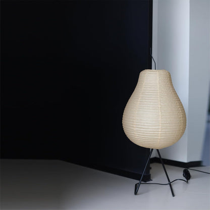 Japanese Pear-Shaped Floor Lamp – Noguchi-Inspired Rice Paper Lantern, Zen-Inspired Modern Design for Living Room, Bedroom, or Office