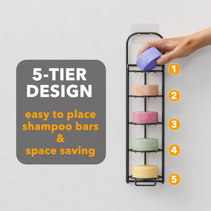 SpaceAid 4 Tier Shampoo Bar Holder for Shower, Self Draining Soap Bar Holders Caddy for Bathroom Wall and Kitchen Sink, Shampoo Bar Dish Rack, Stainless Steel Bar Soap Holder (Black)