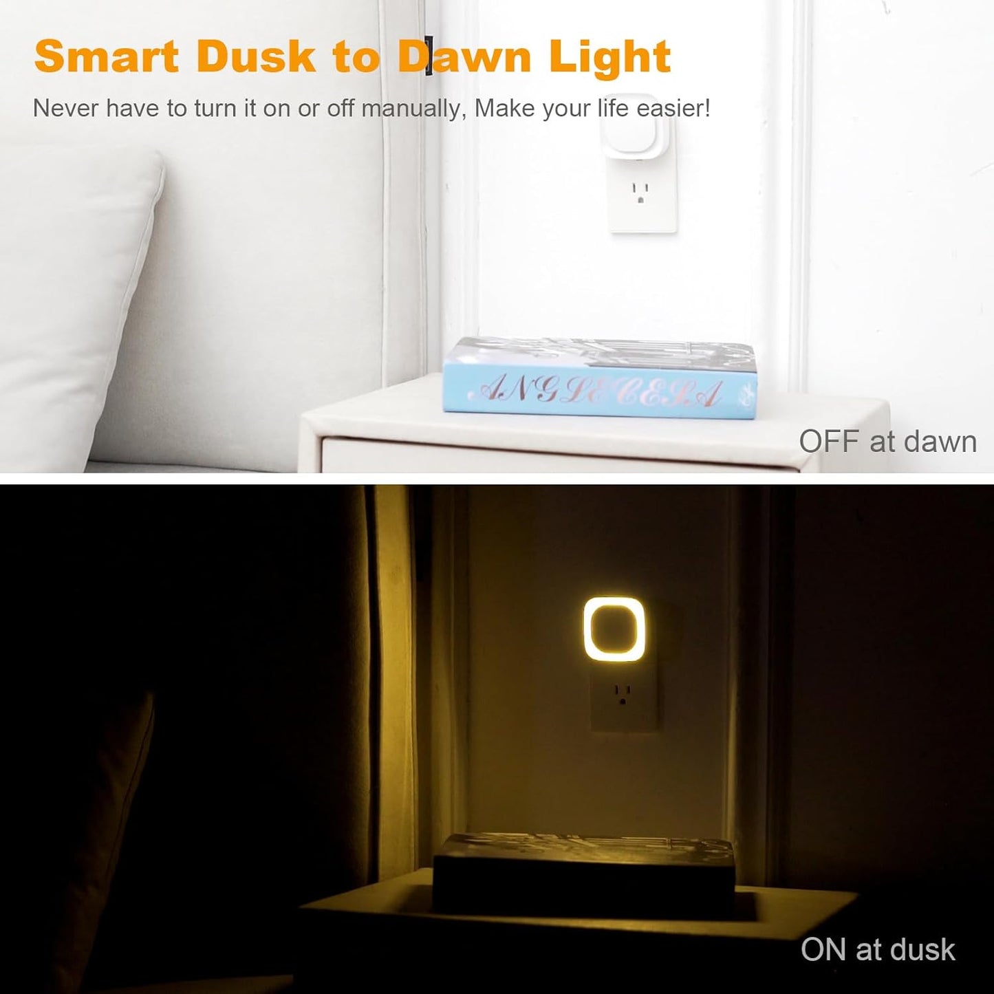 YUNLEX 2 Pack Red Night Light with Dusk to Dawn Sensor, Eye-Care Reflected Glow, 0% Blue Light True Red LED, 3-Level Brightness, Auto On/Off, Plug-in Nightlight for Sleep, Kids, Bedroom, Bathroom