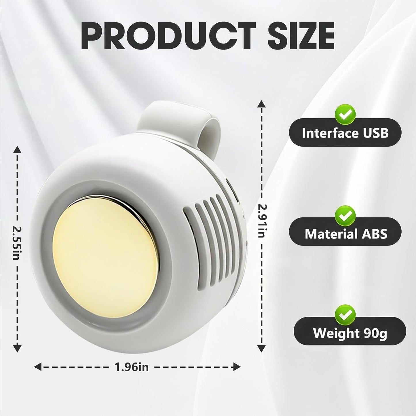 Clip On Fan,Portable Wearable Bladeless Fan,USB Rechargeable 360° Rotatable,3-Speed Silent Mini Personal Fans,Hands-Free Cooling Fan for Outdoor & Travel & Office,Ideal Gift（White）
