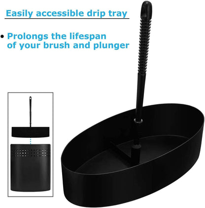 Blue Donuts Toilet Brush and Plunger Set with Holder, Modern Chrome Bathroom Accessories Toilet Plunger and Toilet Bowl Brush Combo
