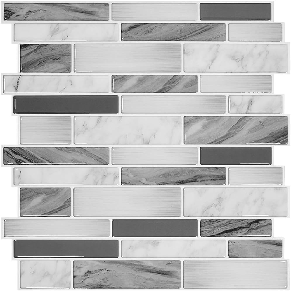 STICKGOO Thicker Design Peel and Stick Tile Backsplash, 12”×12” Stick on Backsplash for Kitchen, Self Adhesive Tile Stickers for Kitchen Backsplash and Bathroom(10 Sheets, Vintage Stone)