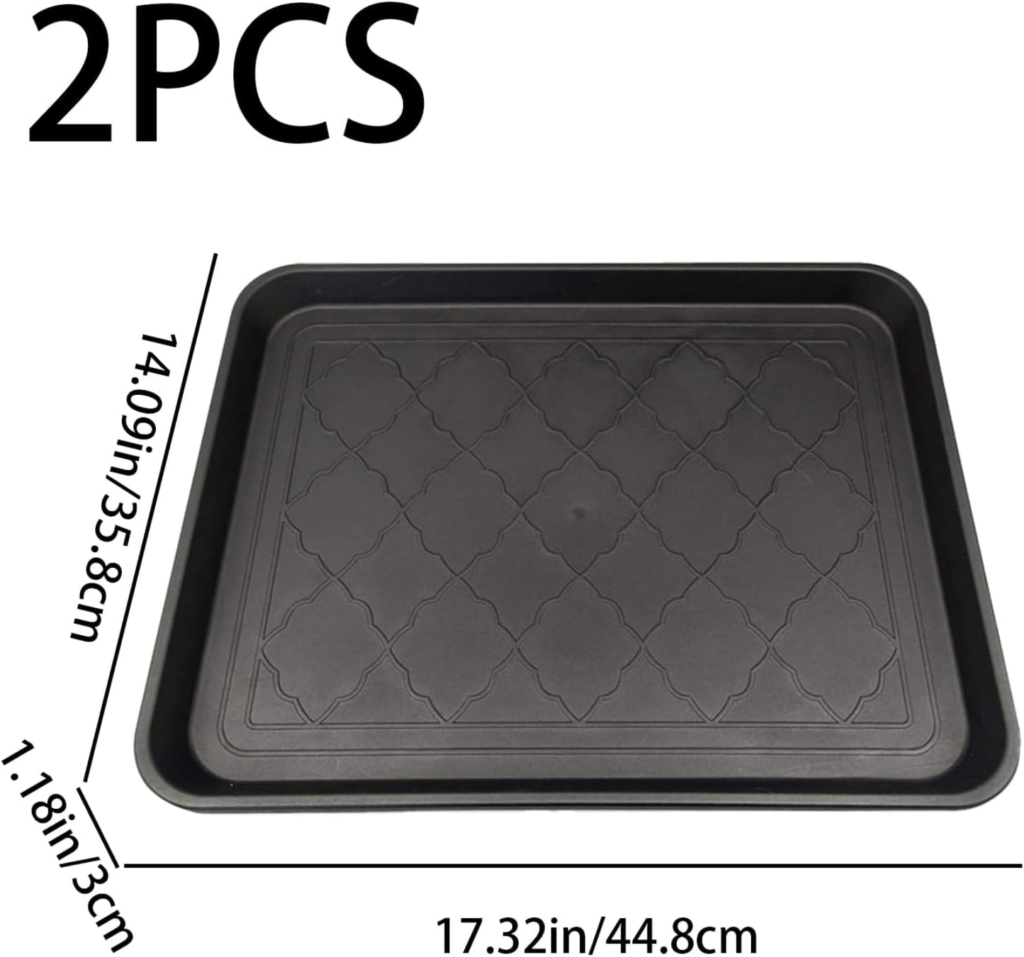 Shoe Tray for Entryway 2Pcs 18x14 Inch, Non-Slip Waterproof Boot Mat with Square Design, for Indoor and Outdoor Use, Style 2
