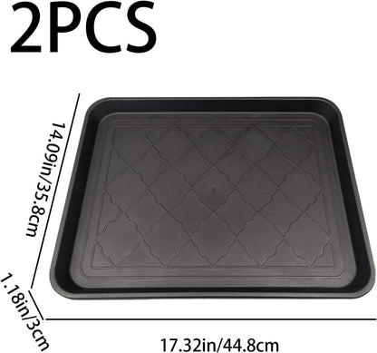 Shoe Tray for Entryway 2Pcs 18x14 Inch, Non-Slip Waterproof Boot Mat with Square Design, for Indoor and Outdoor Use, Style 2