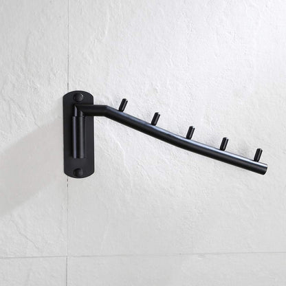 JQK Folding Clothes Hanger Rack, Stainless Steel Swing Arm Hook Holder, Clothing Hanging System Drying Closet Storage Organizer Brushed Finished Wall Mount, SHR100-BN