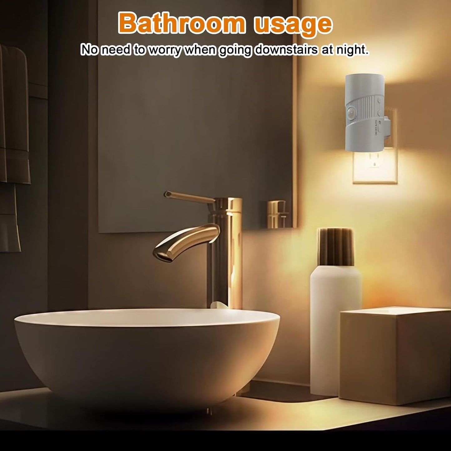 LED Night Light Plug in, Modern Night Lights Plug into Wall, Motion Activated Night Light, 0-100LM Soft White 3000K, Adjustable Brightness Night Lights for Hallway Bedroom Stairway, 2 Pack
