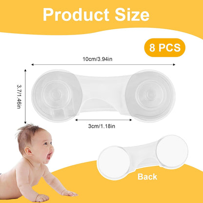 8 Packs Cabinet Door Locks for Baby Proof and Child Safety Cabinet Locks with Adhesive for Drawer Cupboards Fridge Closet Pantry Childproof Safety Locks for Protecting Kids