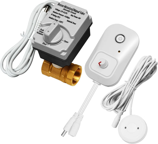 Water Leak Detector for Home, Water Alarm Leak Detector with Automatic Shutoff, Includes Leak Sensor and Water Valve, for 3/4-Inch Diameter Pipe, Protect Your Home from Water Damage
